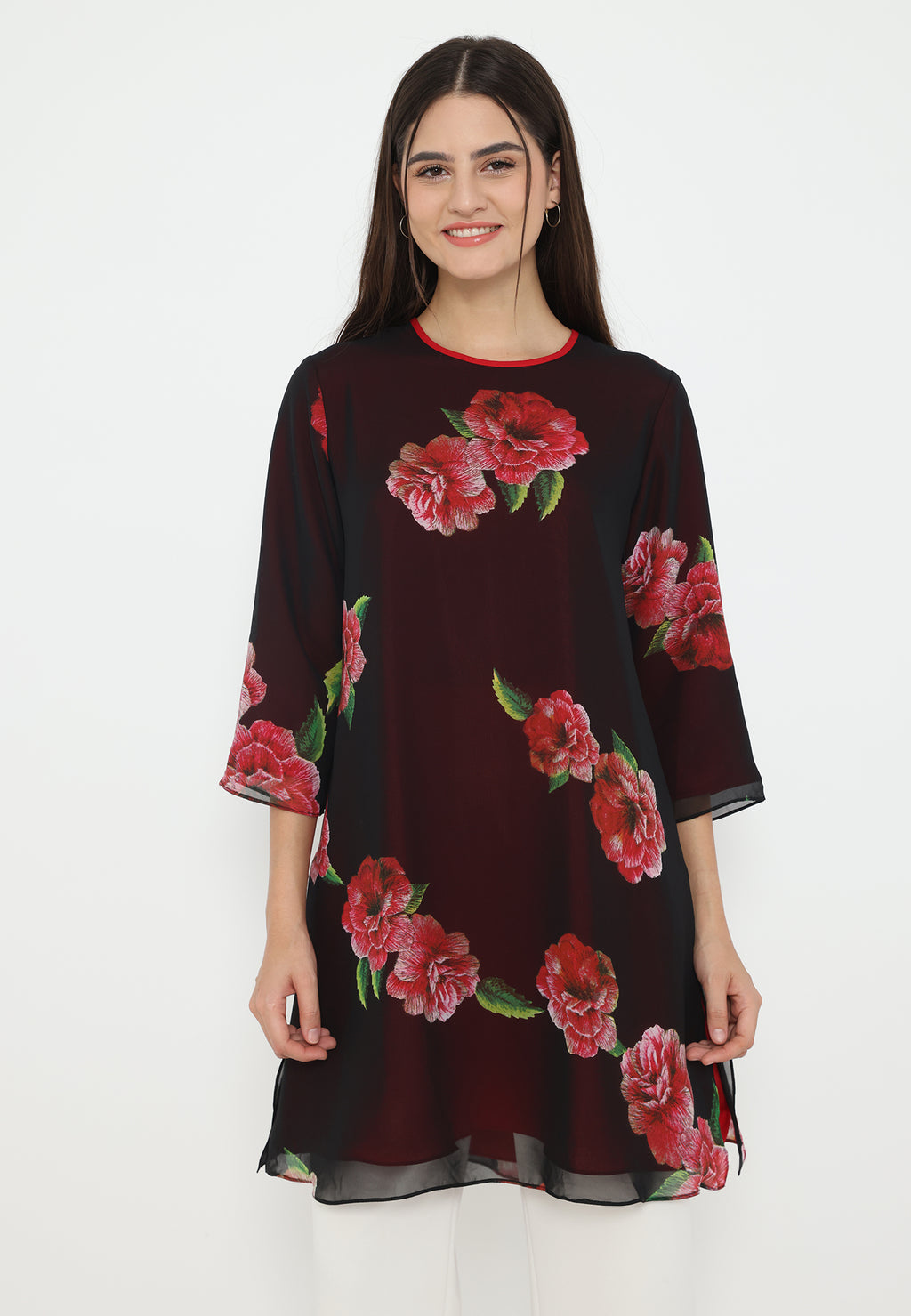 Celine Tunic Floral Pattern | Black