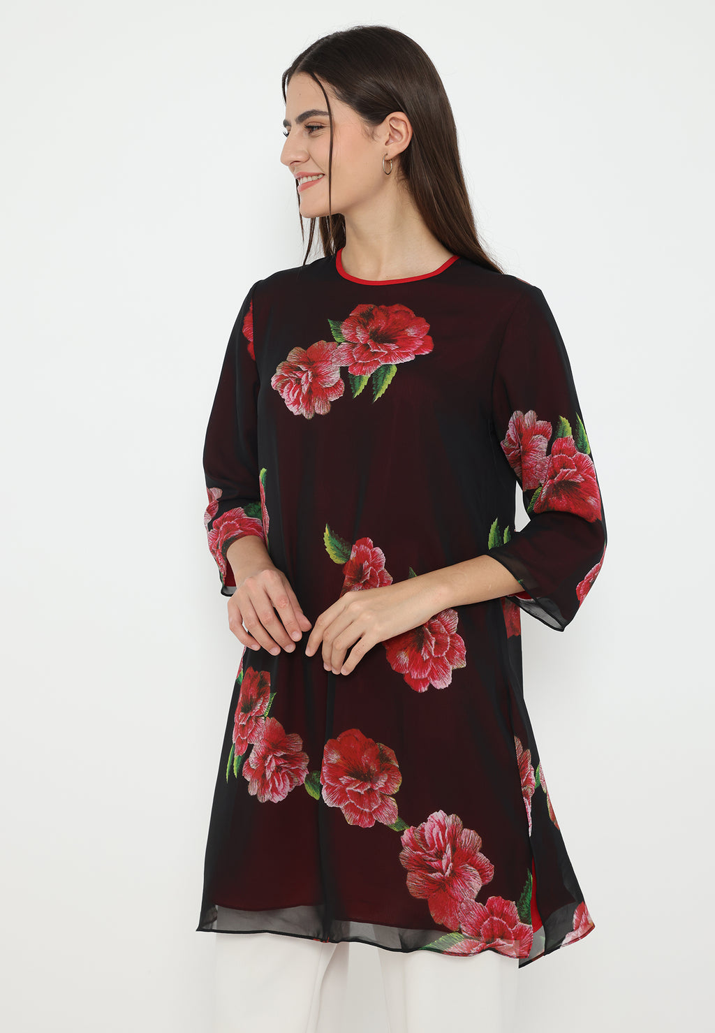 Celine Tunic Floral Pattern | Black