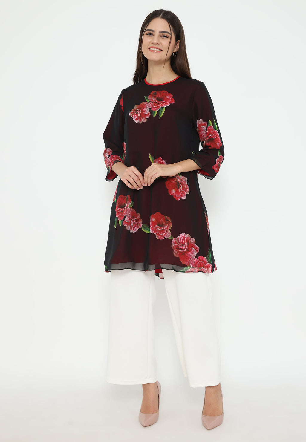 Celine Tunic Floral Pattern | Black