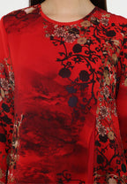 Carmen Midi Dress with Floral | Red