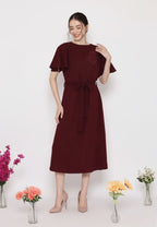 Sienna Long Dress With Pearl Detail | Maroon