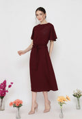 Sienna Long Dress With Pearl Detail | Maroon