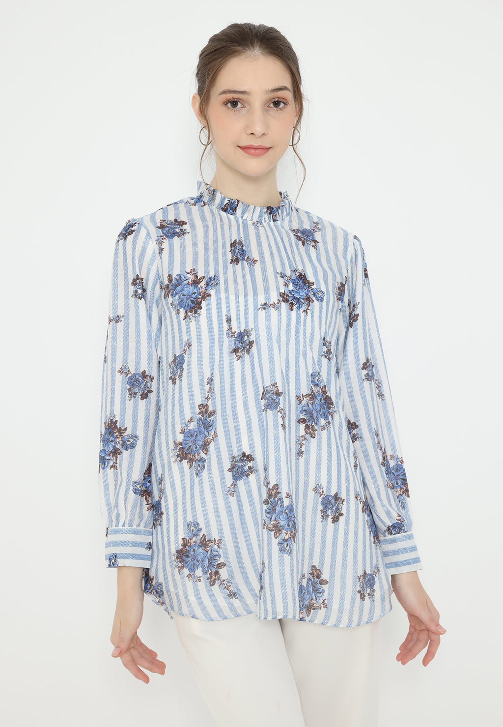 Rhea Stripes with Flower Tops | Blue