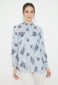 Rhea Stripes with Flower Tops | Blue