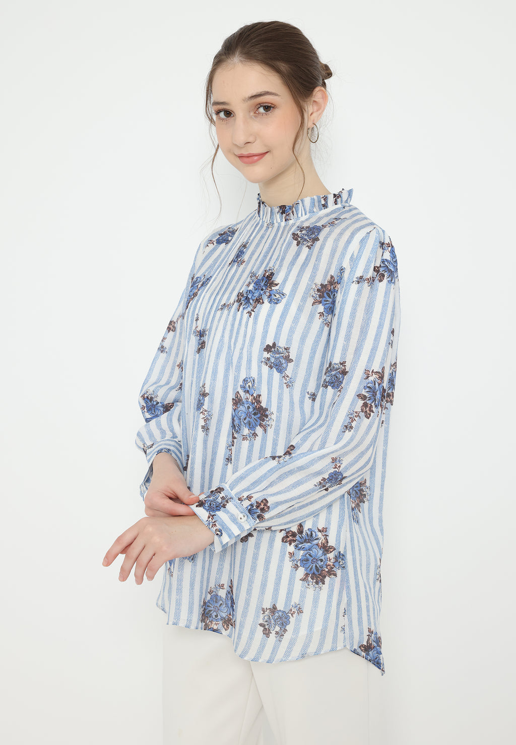 Rhea Stripes with Flower Tops | Blue