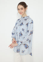 Rhea Stripes with Flower Tops | Blue