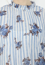 Rhea Stripes with Flower Tops | Blue
