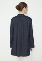 Deliah Tops Soft Denim With Pocket Embroidery | Navy