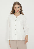 Debby Plain Round Neck Tops | White