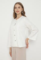 Debby Plain Round Neck Tops | White