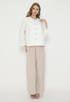 Debby Plain Round Neck Tops | White