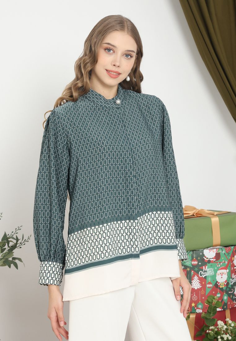 Chain Woman Blouse With Pattern | Green