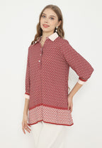 Chain Tops With V Neck | Red