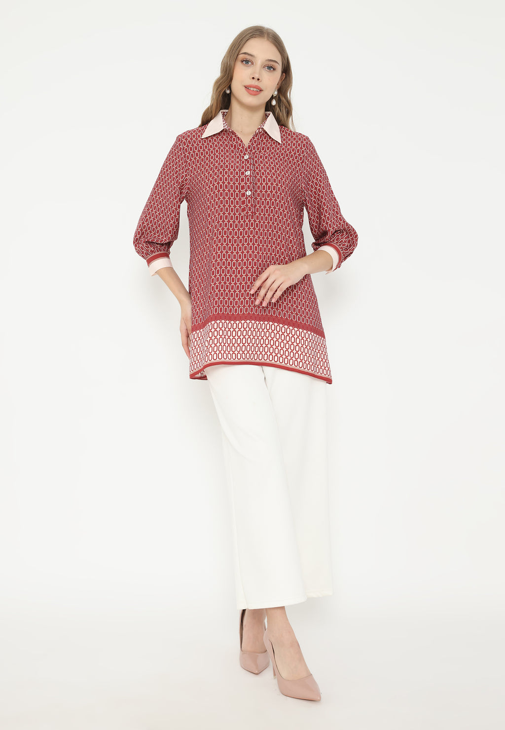 Chain Tops With V Neck | Red