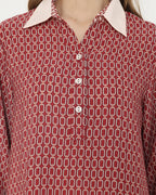 Chain Tops With V Neck | Red