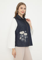 Laviora Vest With Sleeveless Embroidery | Navy