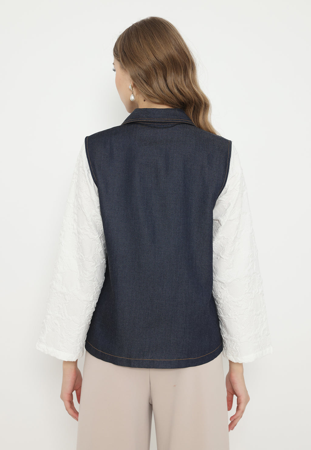 Laviora Vest With Sleeveless Embroidery | Navy