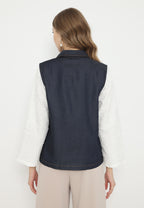 Laviora Vest With Sleeveless Embroidery | Navy