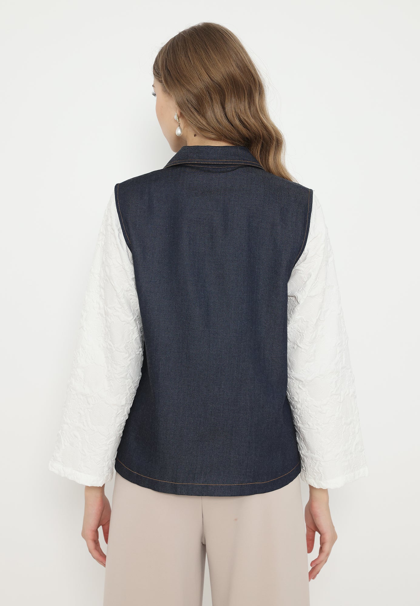 Laviora Vest With Sleeveless Embroidery | Navy
