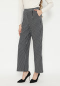 Heidy Black White Stripes Long Pants | Black