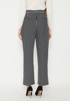 Heidy Black White Stripes Long Pants | Black