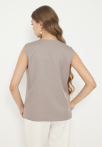 Velvet Vest Asymetrical With Floral Embroidery | Beige