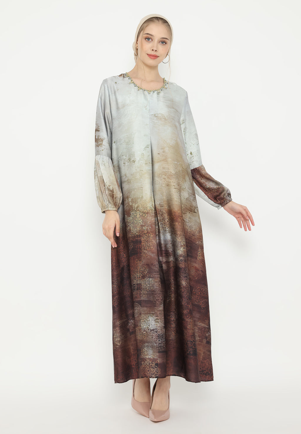 Amelisse Muslim Long Dress | Grey