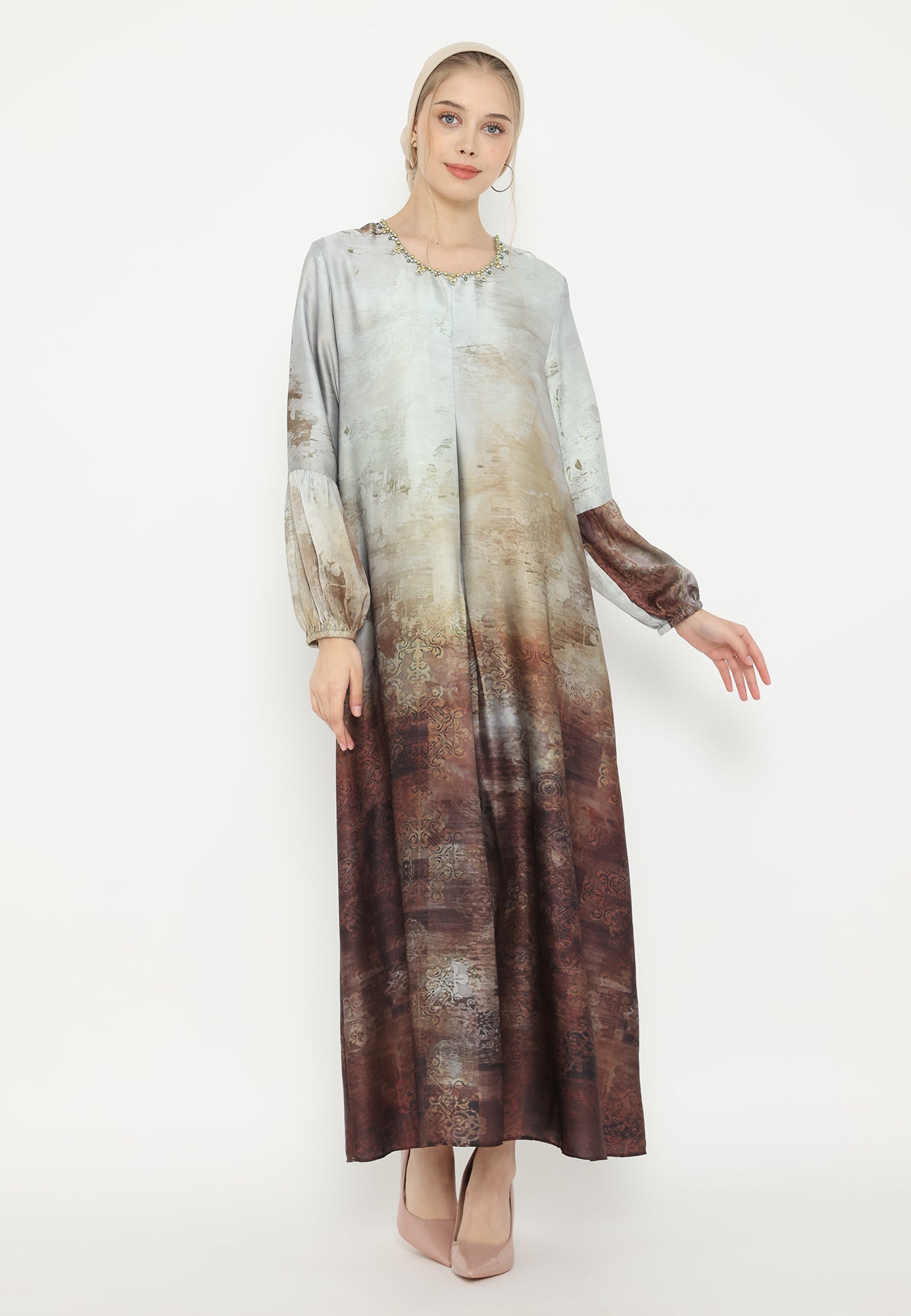 Amelisse Muslim Long Dress | Grey