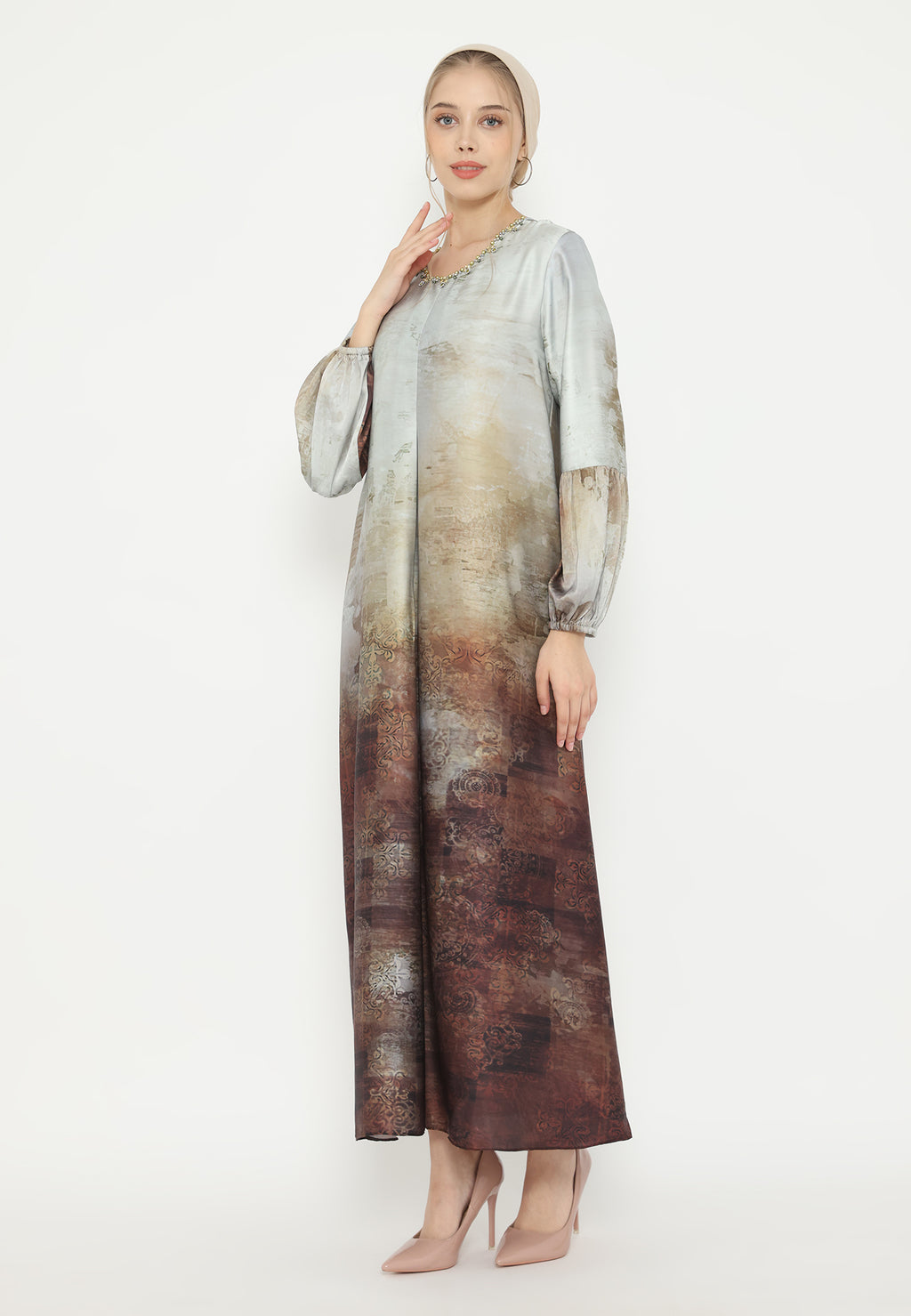 Amelisse Muslim Long Dress | Grey