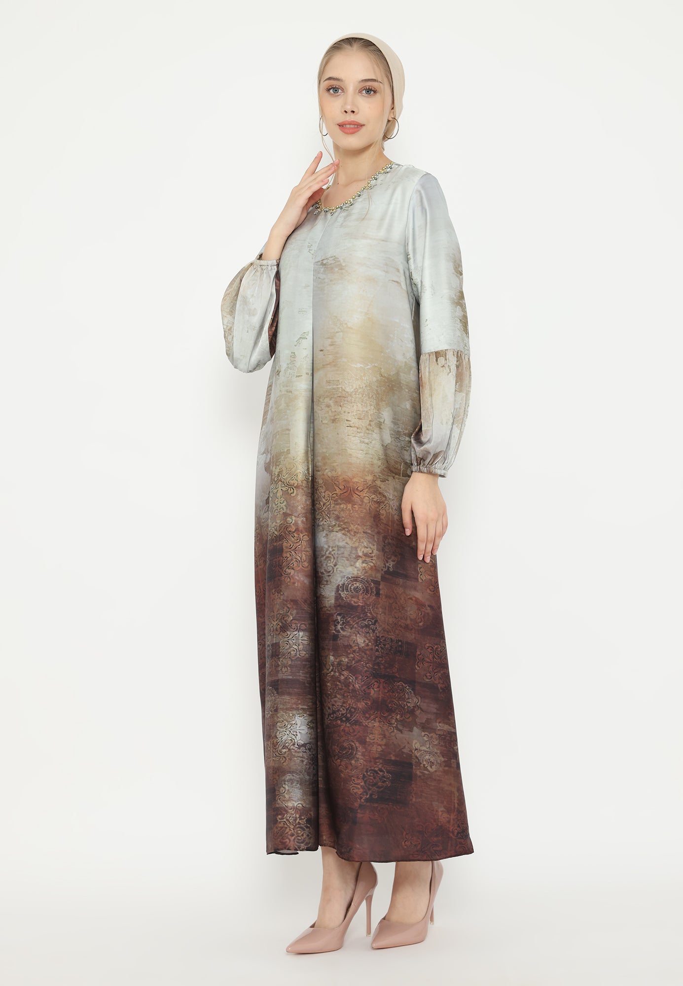 Amelisse Muslim Long Dress | Grey