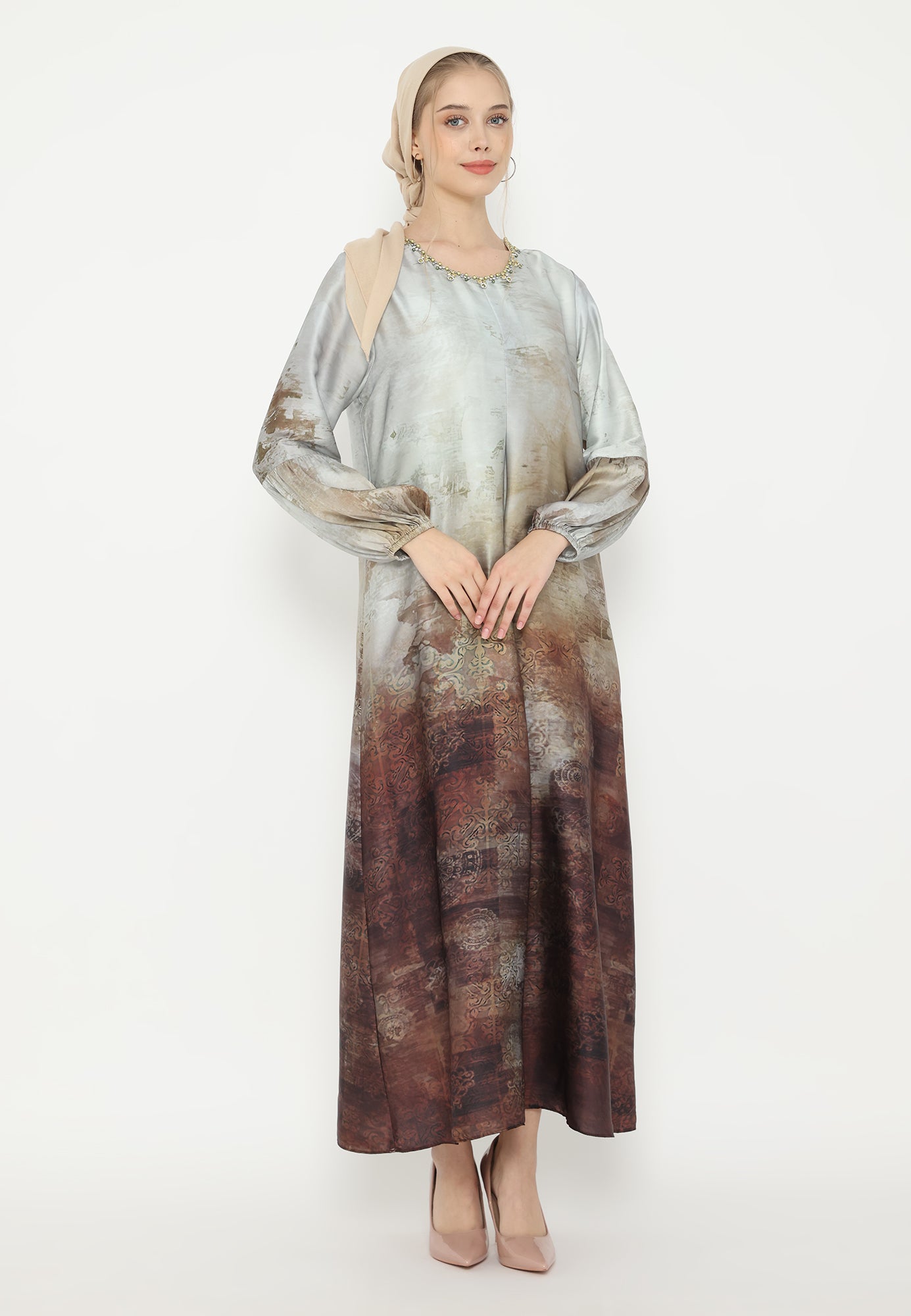 Amelisse Muslim Long Dress | Grey