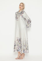 Shanum Muslim Long Dress Floral Armany SIlk Elegant | Green