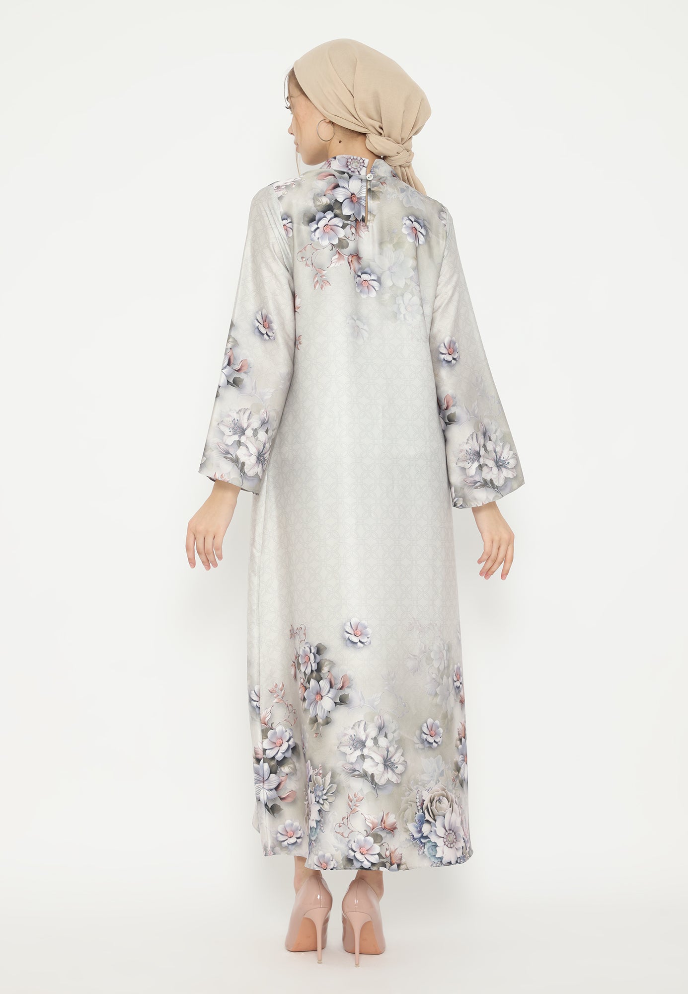 Shanum Muslim Long Dress Floral Armany SIlk Elegant | Green