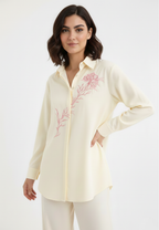 Hailey Floral Emboridered Shirt | Yellow