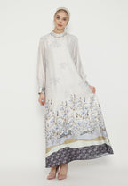 Zuhaira Silk Long Dress Muslim | White