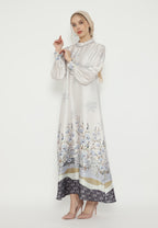 Zuhaira Silk Long Dress Muslim | White