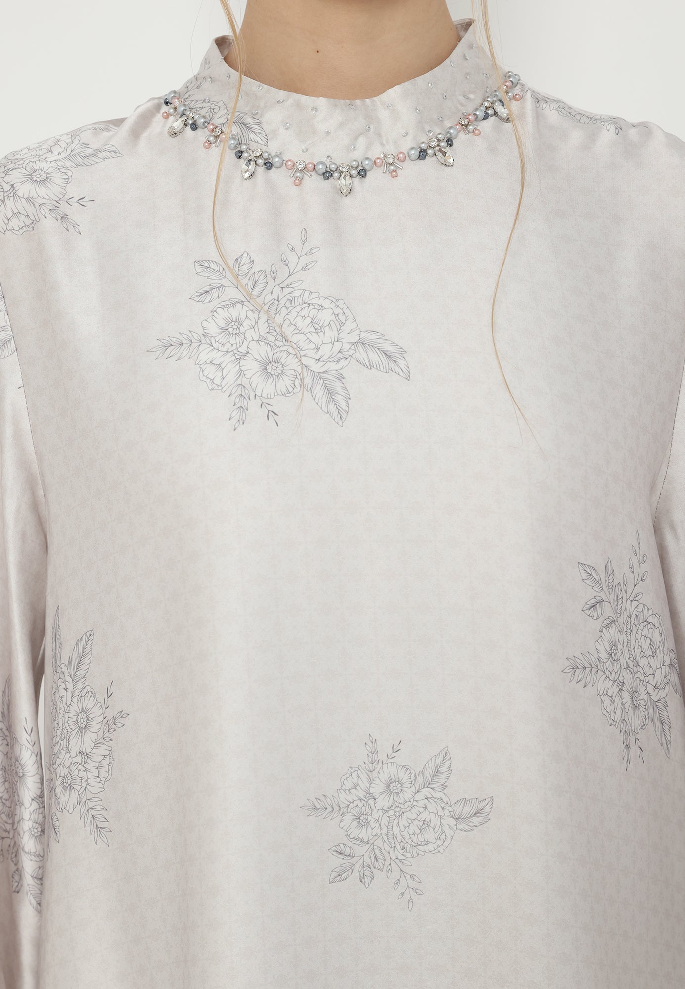 Zuhaira Silk Long Dress Muslim | White