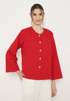 Debby Plain Round Neck Tops | Red