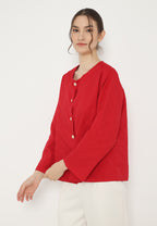 Debby Plain Round Neck Tops | Red