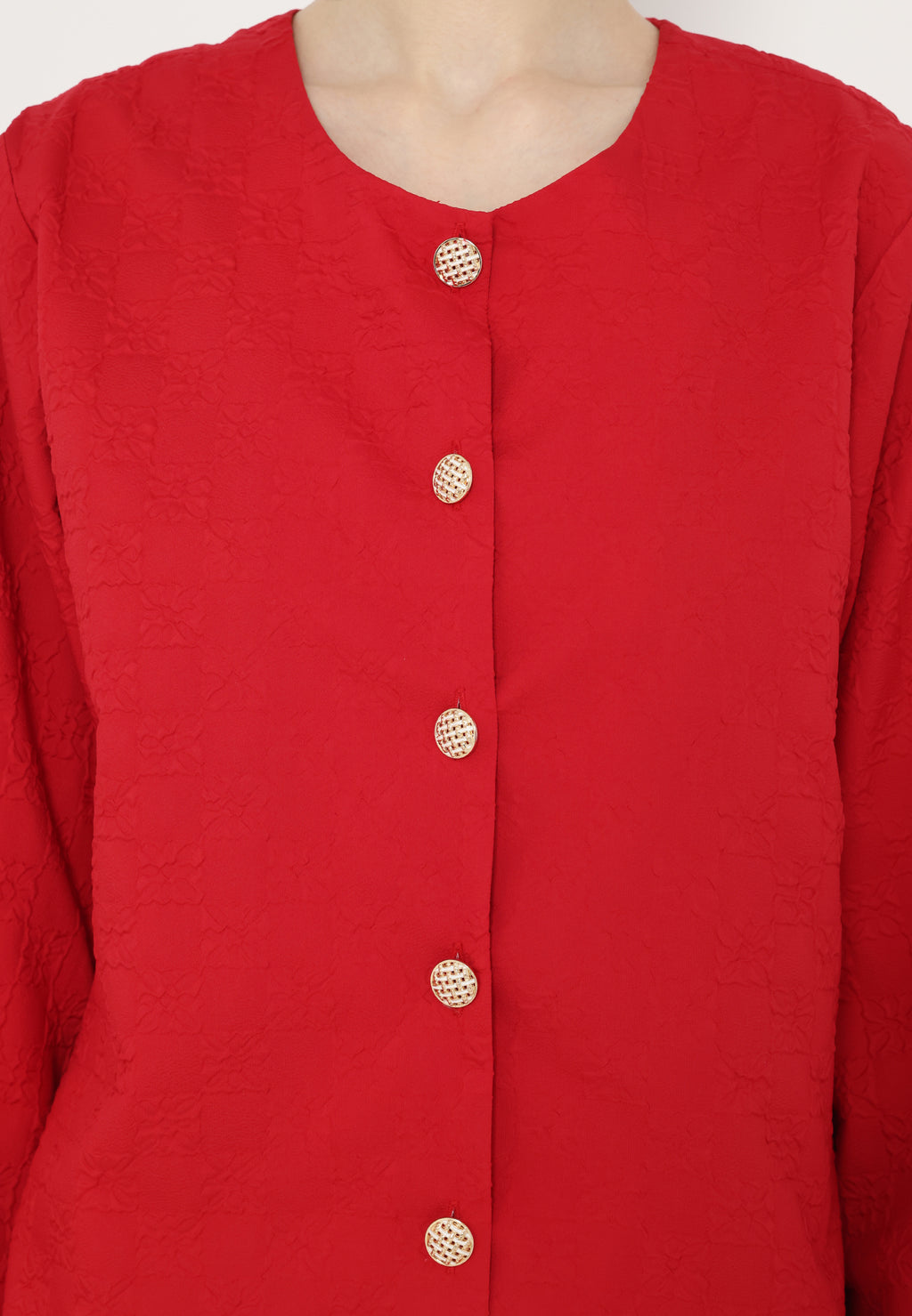 Debby Plain Round Neck Tops | Red