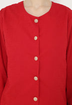 Debby Plain Round Neck Tops | Red