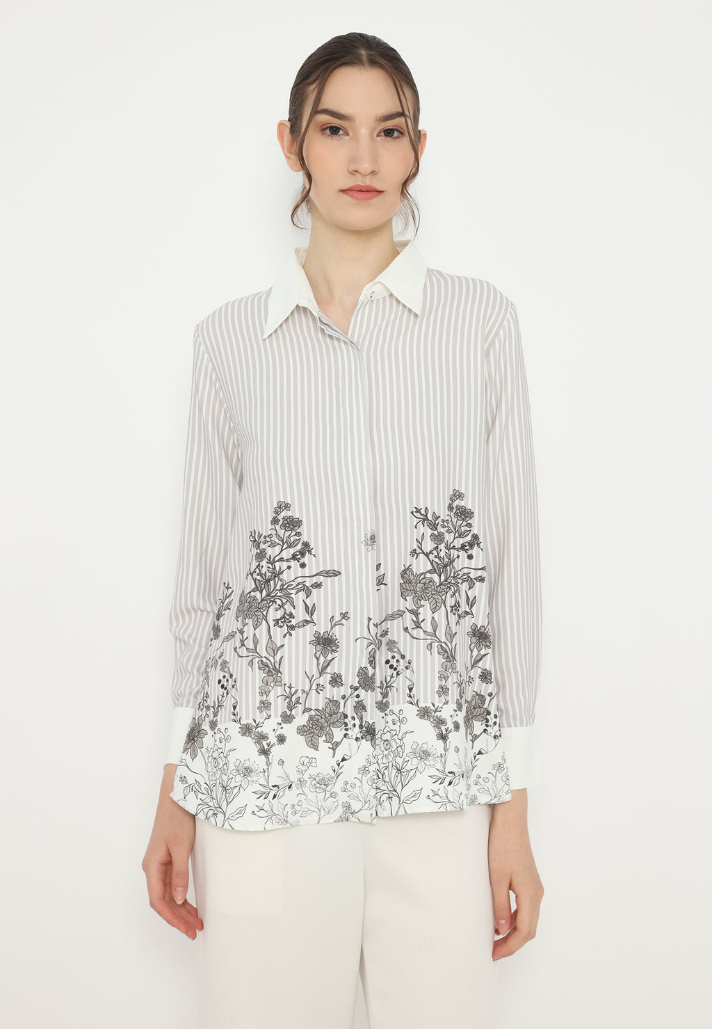 Blossom Stripe Blouse In | Ivory