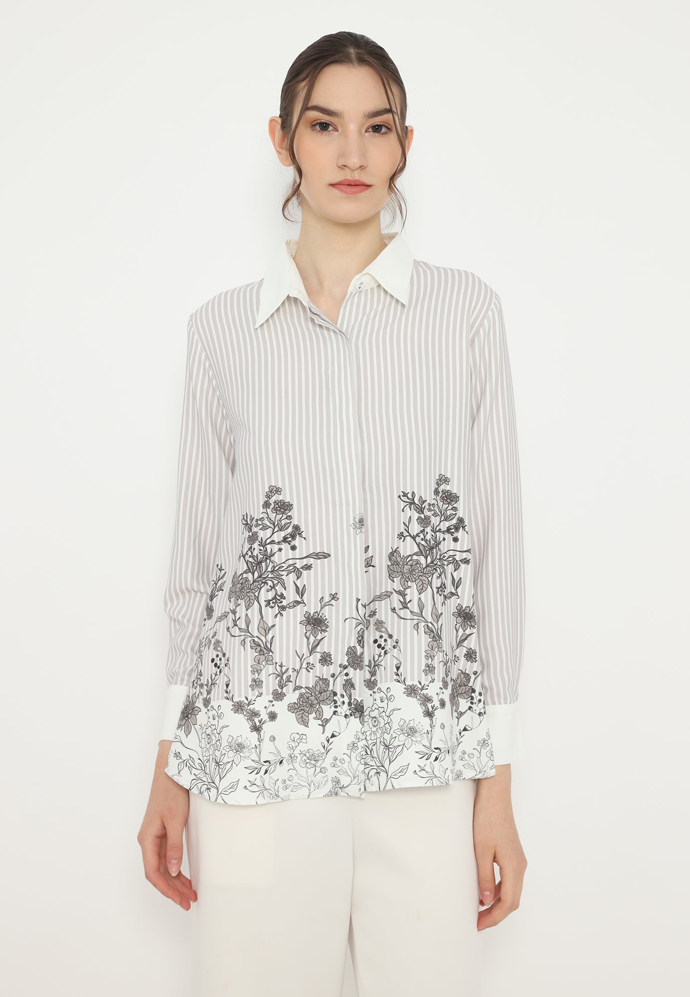 Blossom Stripe Blouse In | Ivory