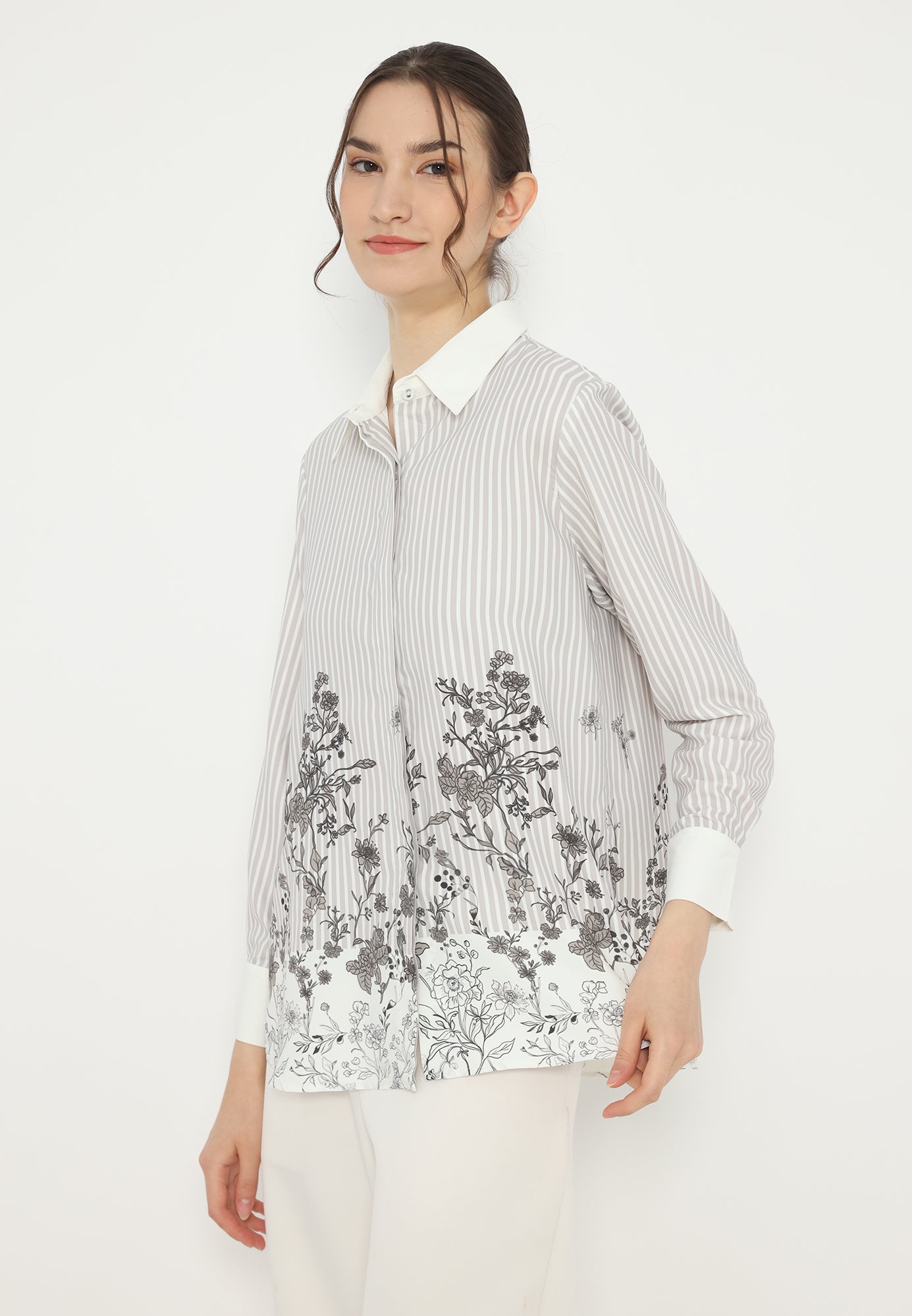 Blossom Stripe Blouse In | Ivory