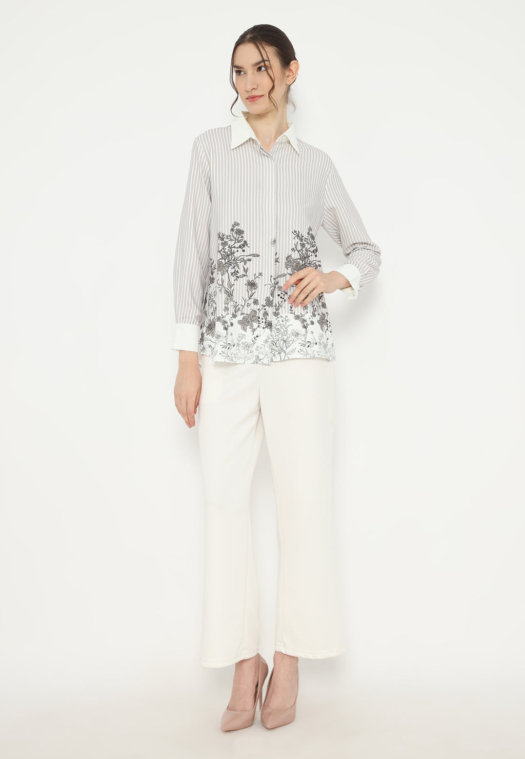 Blossom Stripe Blouse In | Ivory