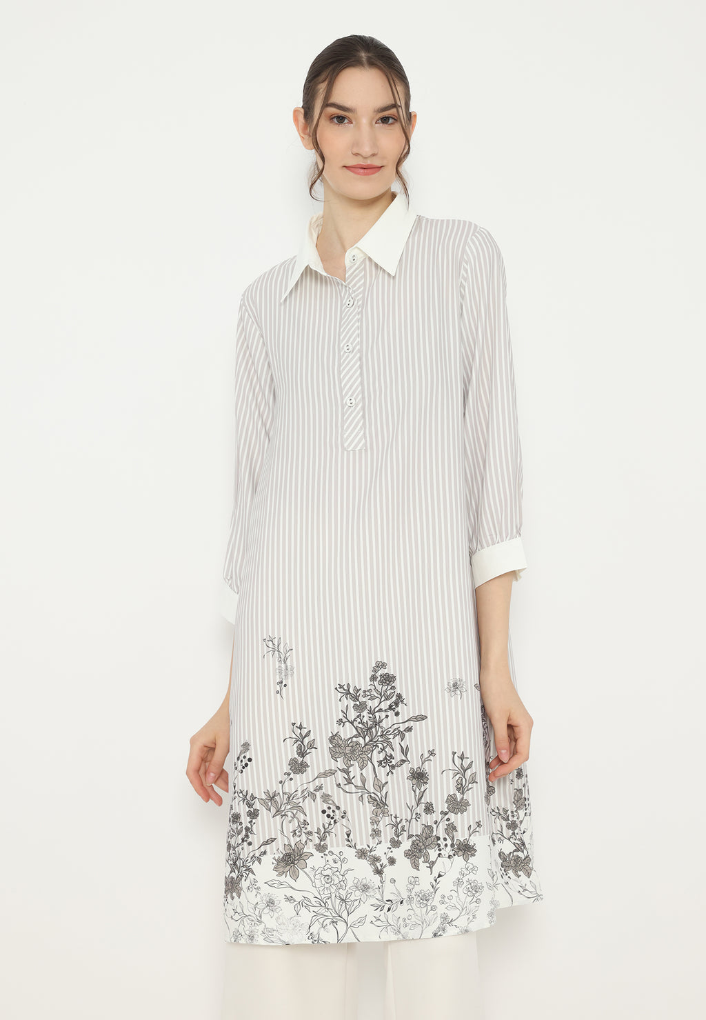 Blossom Stripe Tunic | Ivory