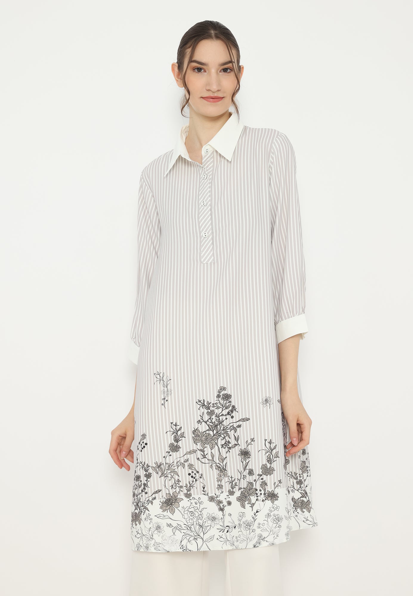 Blossom Stripe Tunic | Ivory