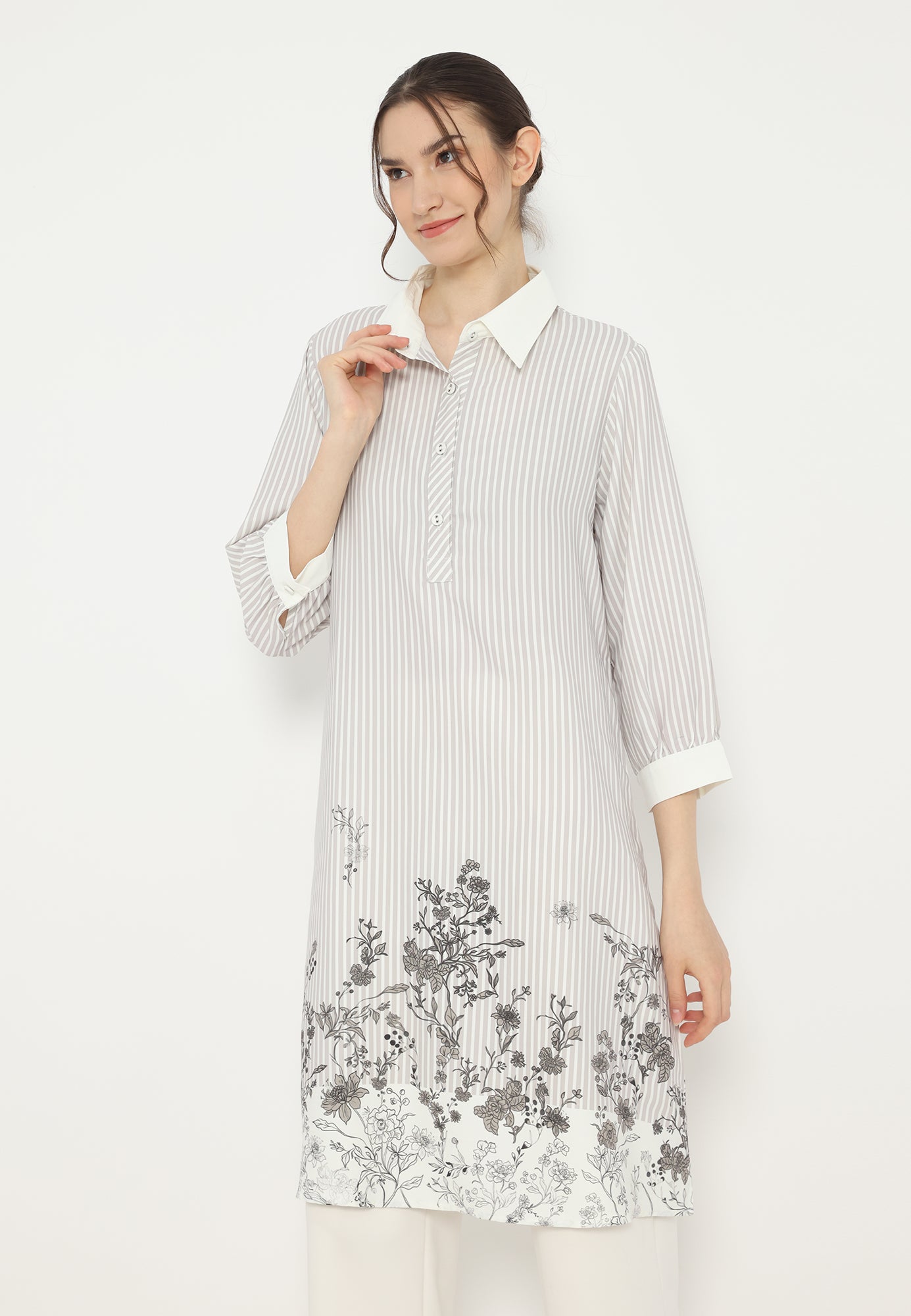 Blossom Stripe Tunic | Ivory