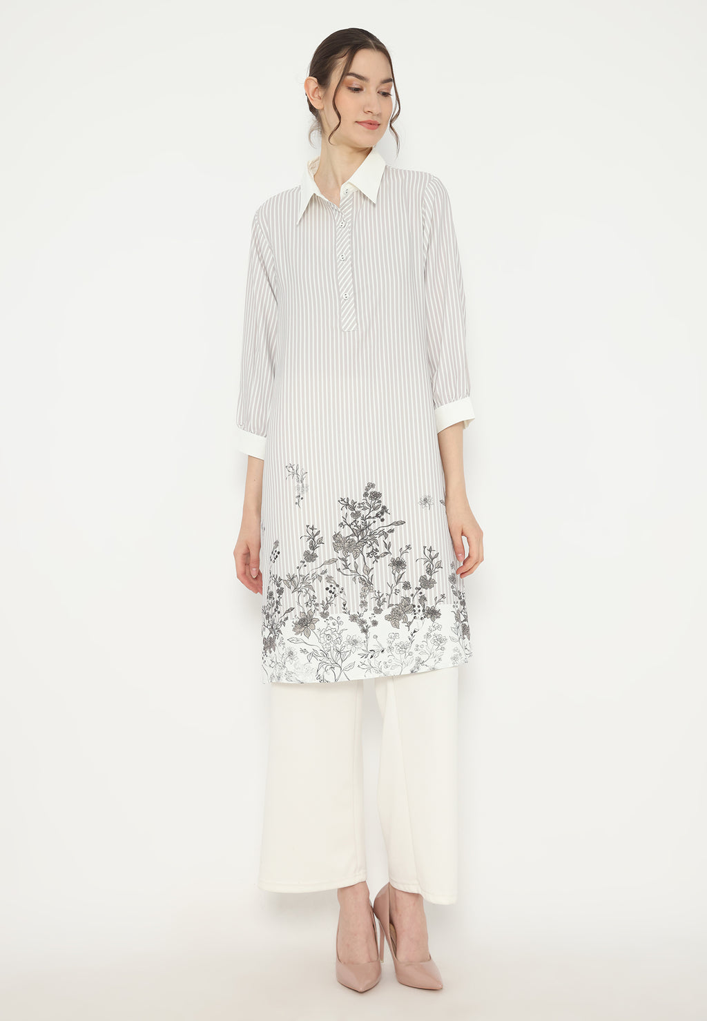 Blossom Stripe Tunic | Ivory