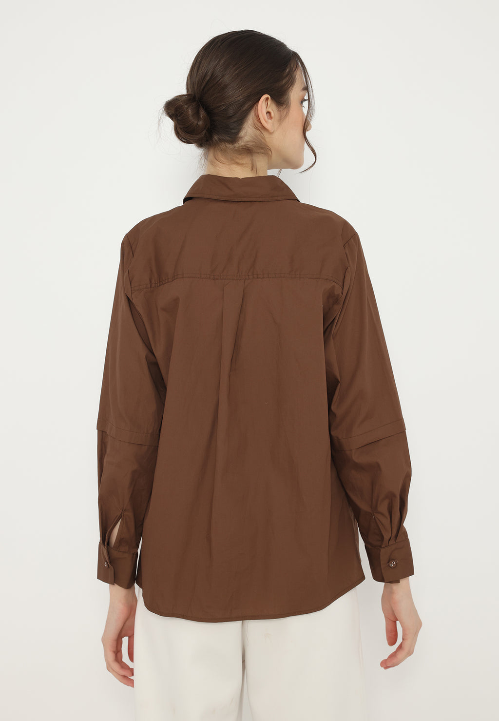 Julia Flower Embroidery Shirt | Brown